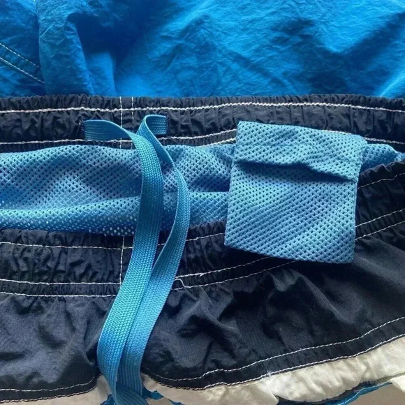 Hobie Swim Trunks Mens Size L Blue White Drawstring Lined Board Shorts 90's - Picture 8 of 10